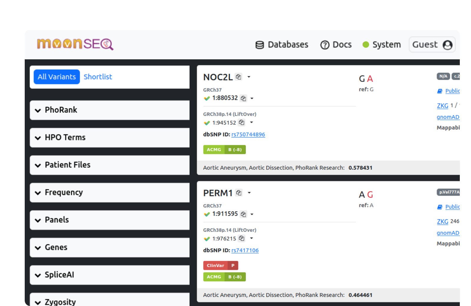 Comprehensive Interface for Genetic Diagnostics